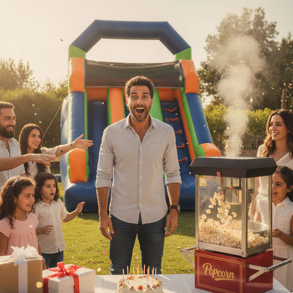 רוצים להפתיע גבר ביום הולדת? כך בוחרים מתנפח או מכונת מזון שיהפכו את האירוע למשהו אחר